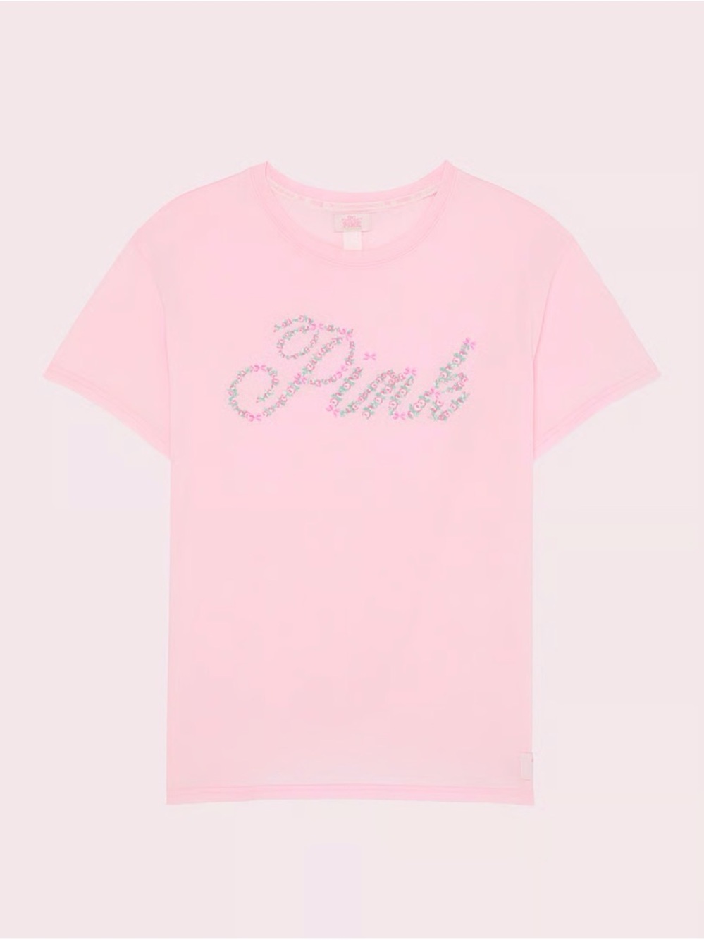 PINK x LoveShackFancy Campus Cotton Tee Pink Floral Logo Size Small